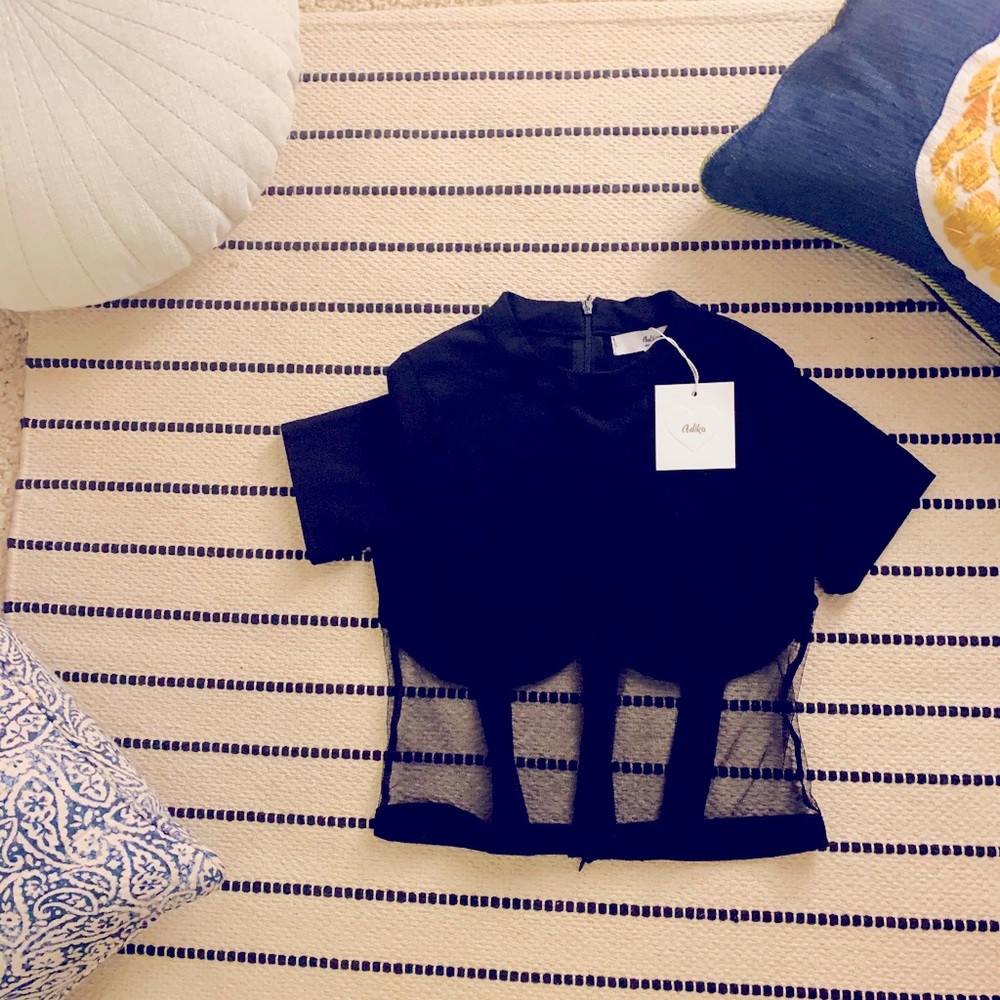 Black bustier type crop top